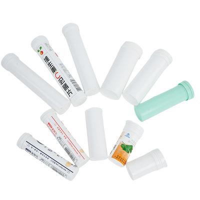 kopen 6 kleuren Print Custom Logo Wit PP Effervescent Tablet Container met droogmiddel Cap online vervaardiging