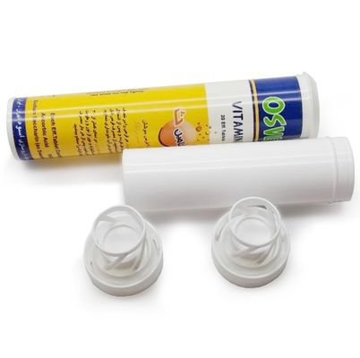 Effervescent Tablet Packaging 24mm PP Empty Plastic Tubes with Dessicant and Vitamin C