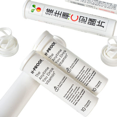 kopen OEM Effervescent Tablet Container White Straight Print Custom Tube met droogmiddelkap online vervaardiging