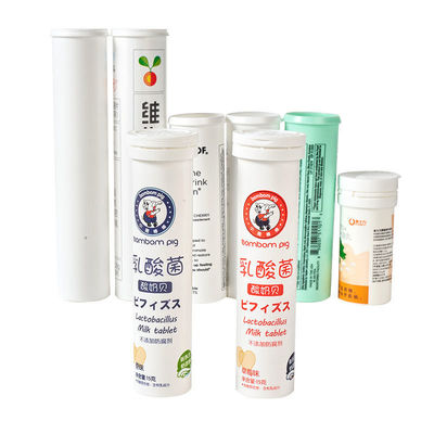 kopen PP basismateriaal Plastic effervescent tablet buisfles met desiccant Flip Cover Pill VC Candy verpakking online vervaardiging