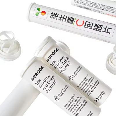 Effervescent Tablets Bottle with Flip Cap White Custom Made Vitamin Plastic Packaging
