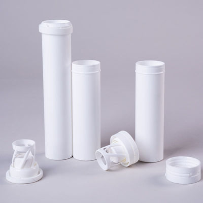 Effervescerende tabletten Verpakkingsbuizen PP-materiaal Op maat gemaakte witte kunststof hart afdruk