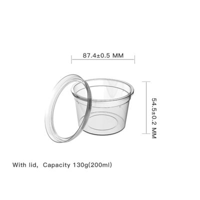 130g PP Clear Cup Single Wall Injection Molding met deksel milieuvriendelijk en recycleerbaar