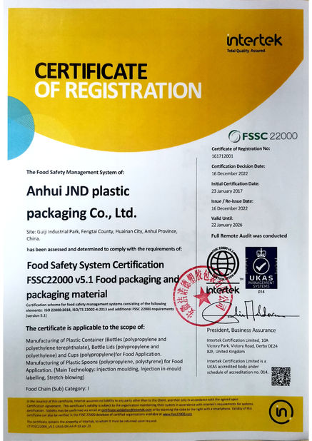 China JND Packaging certificaten